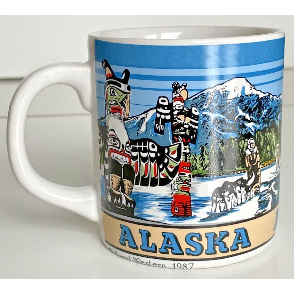 Alaska 1980's Souvenir Karol Western Mug Coffee Tea Cup 12 Fl Oz 1987